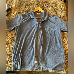 Marine Layer - Medium - Terry Men's Blue Button-Up Shirt